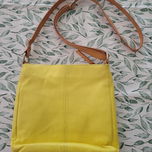 1990's Yellow and Tan Leather Danier Cross Body Purse - Picture 3 of 7